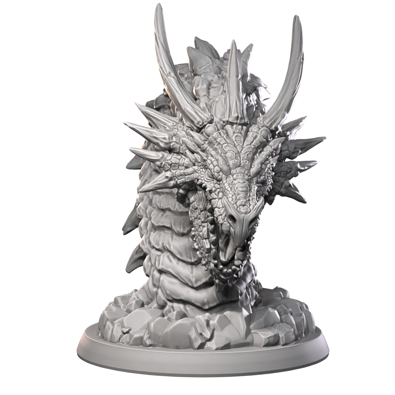 a white statue of a dragon on a black background