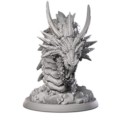 a white statue of a dragon on a black background