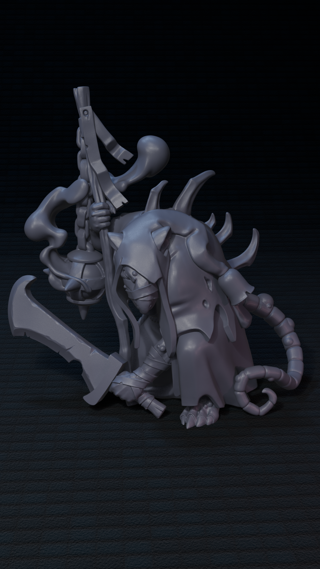 a 3d model of a demon holding a sword