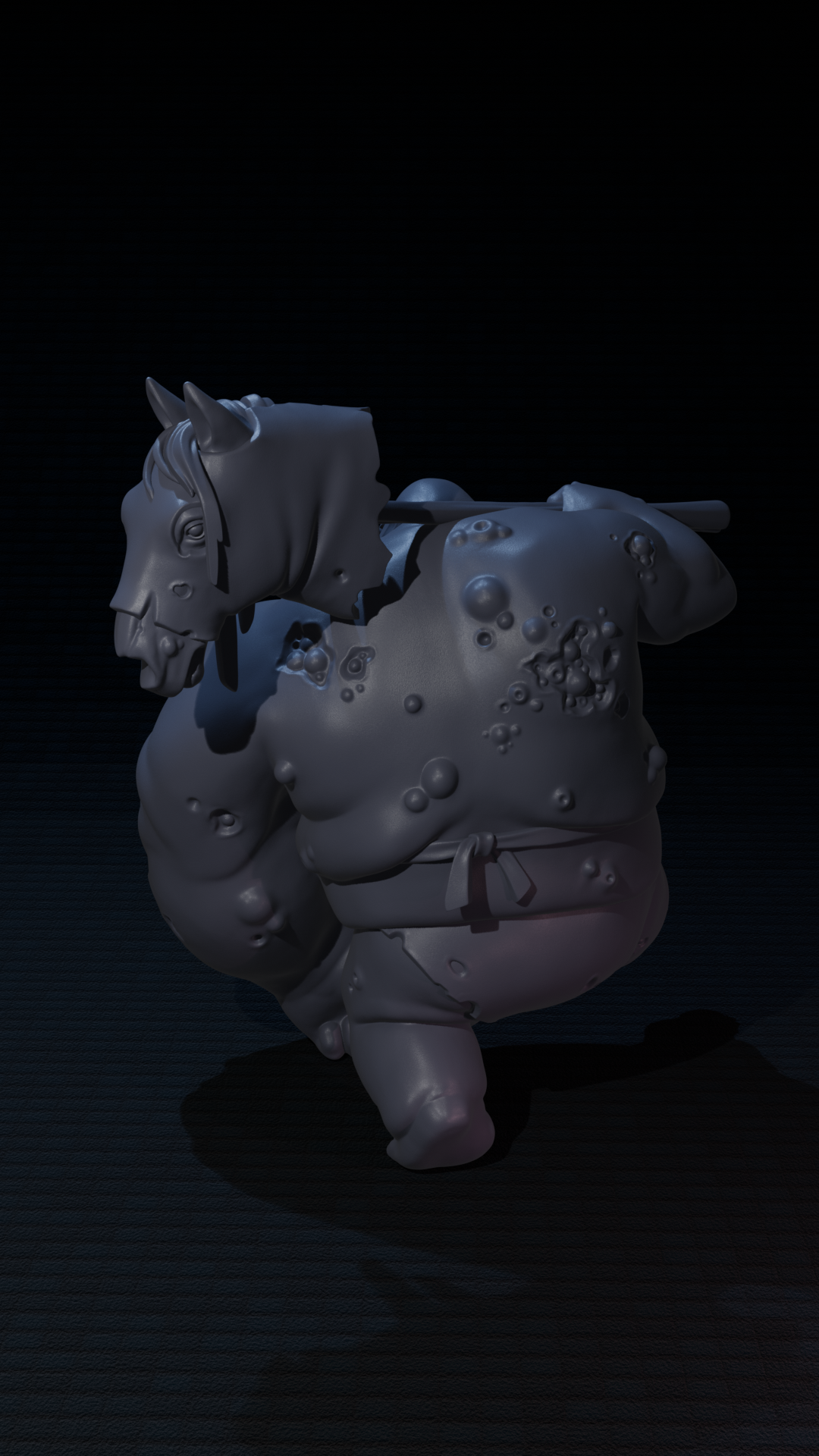 a 3d model of a rhinoceros in the dark