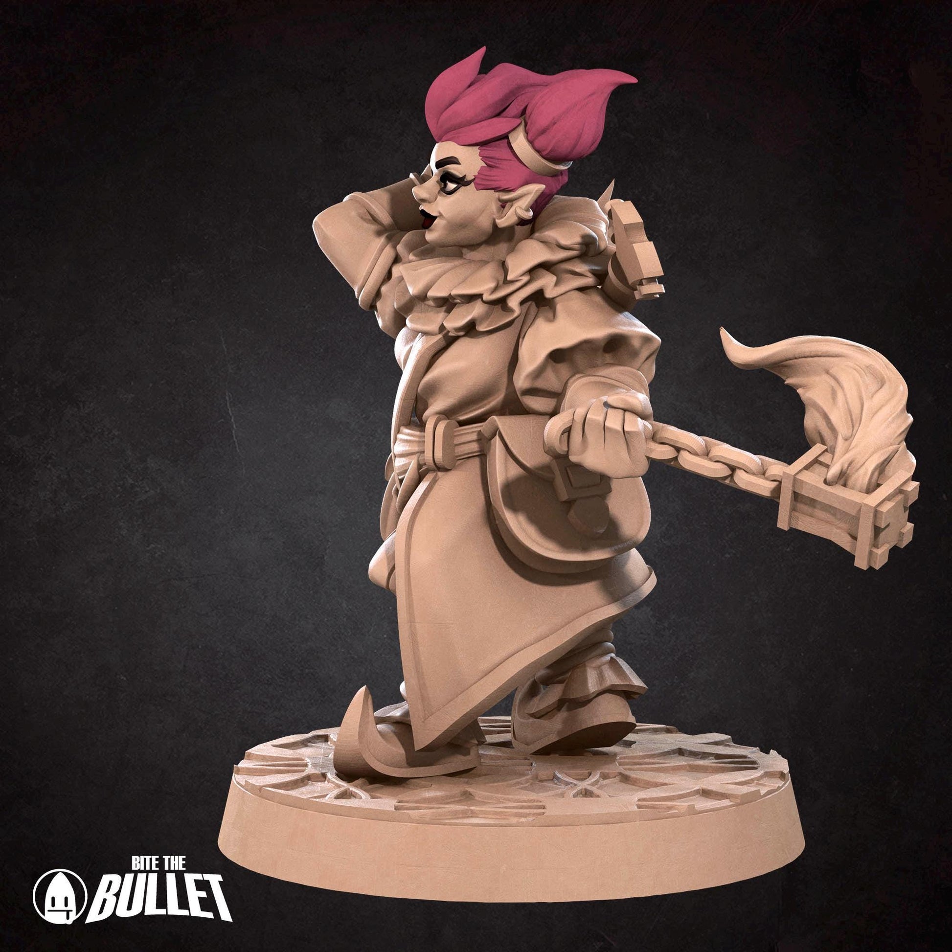 a figurine of a female wizard with a broom