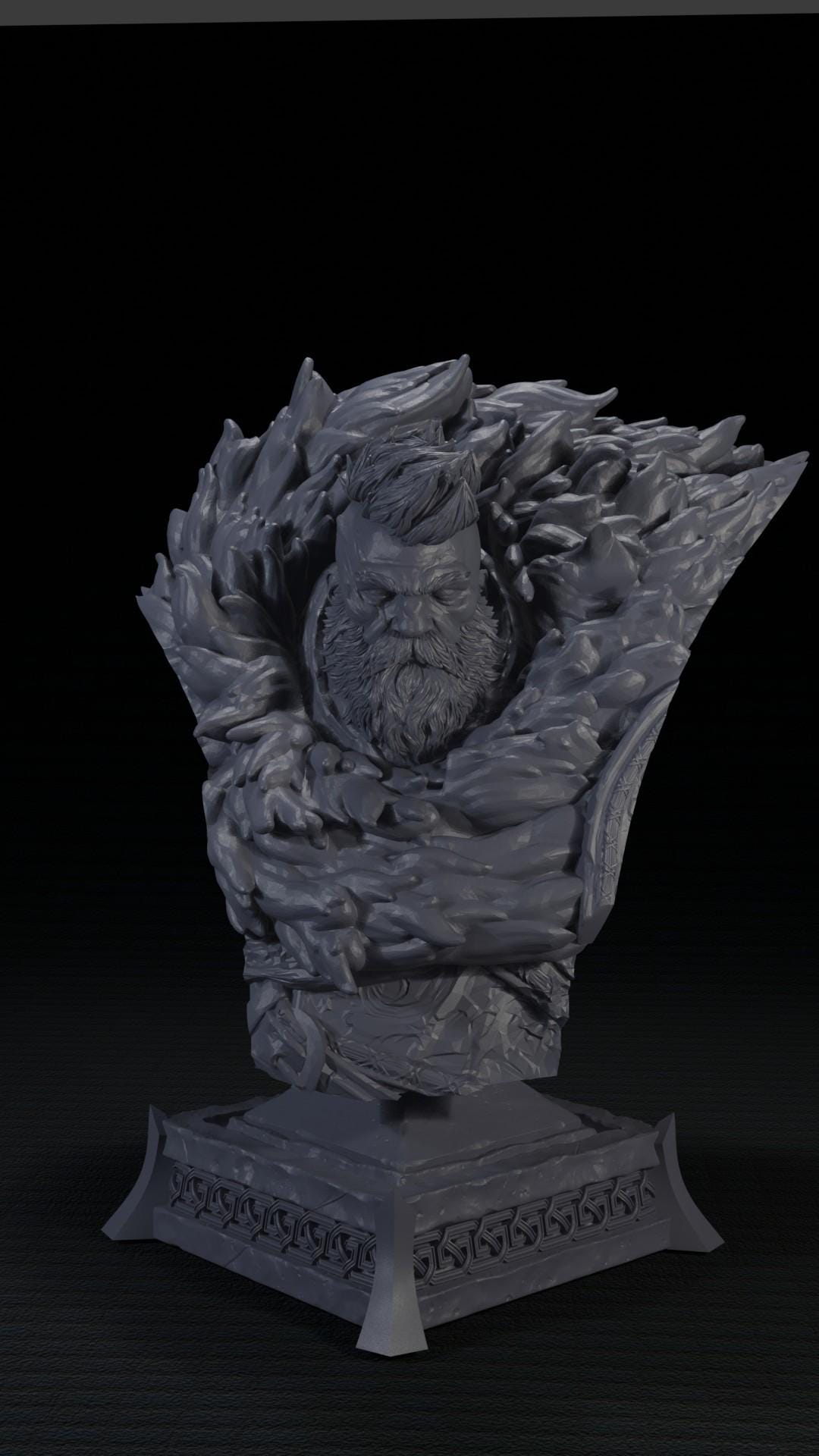 a sculpture of a bust of a man with a beard