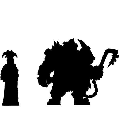 a black and white silhouette of a troll with a hammer