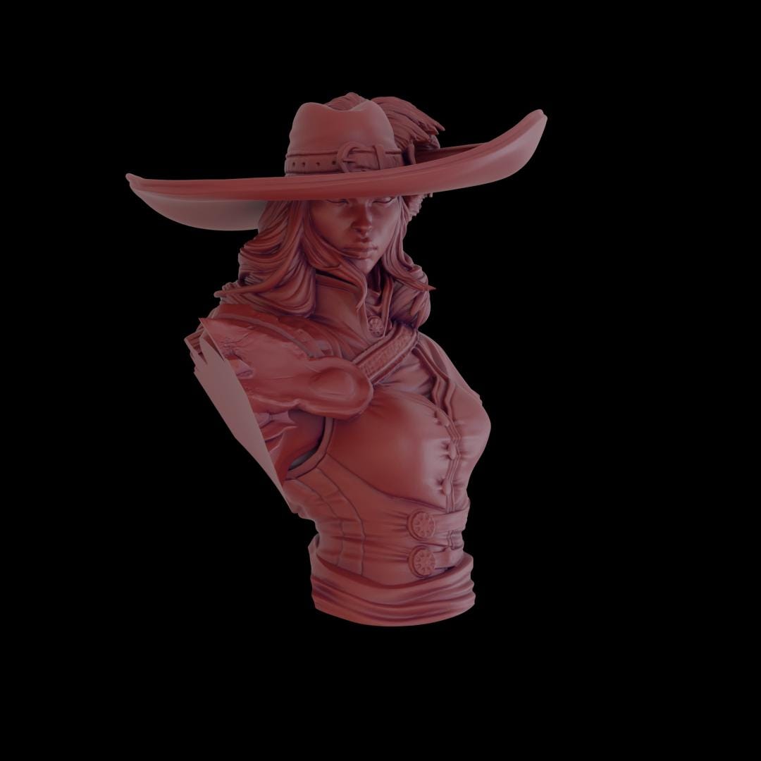 a statue of a woman wearing a cowboy hat