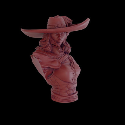 a statue of a woman wearing a cowboy hat