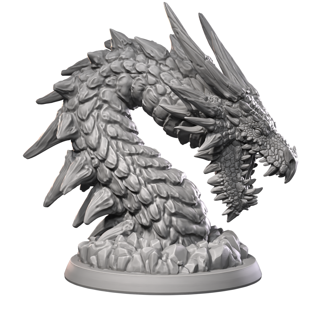 a white statue of a dragon on a black background