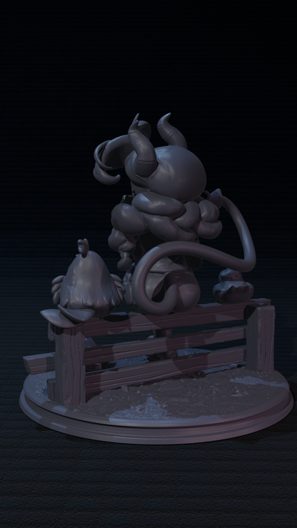 a statue of a mouse riding a sleigh