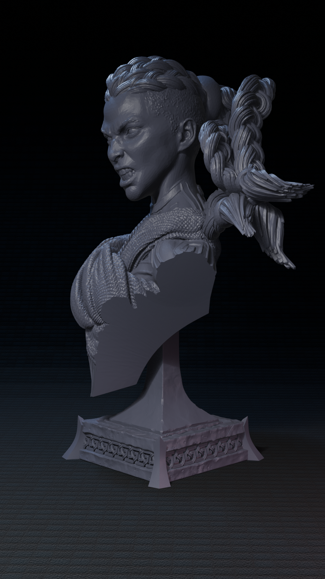 a statue of a woman with a bird in her hair