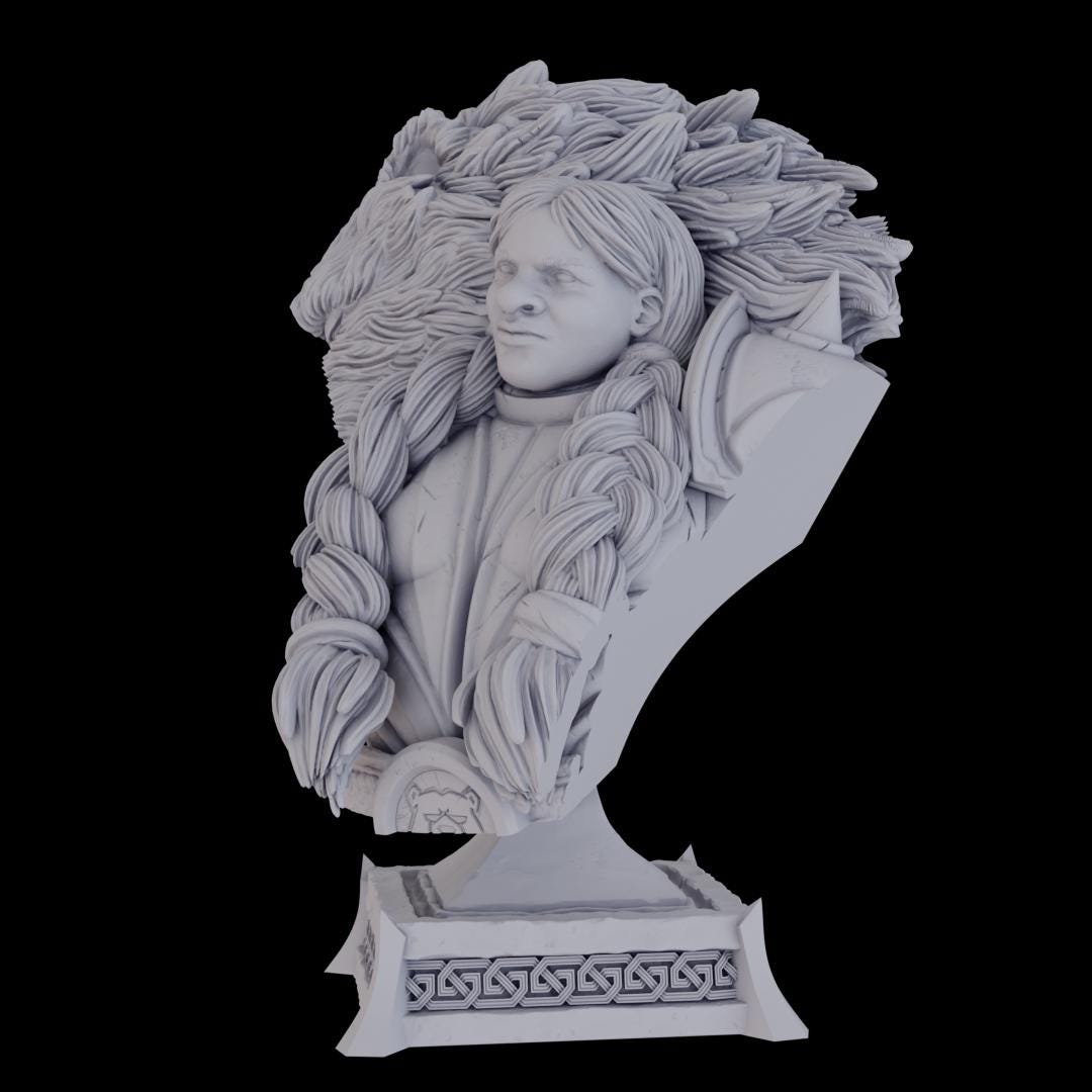 a statue of a man with long hair