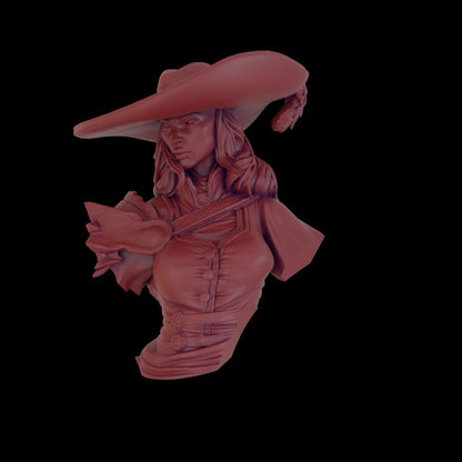 a 3d image of a woman wearing a red hat